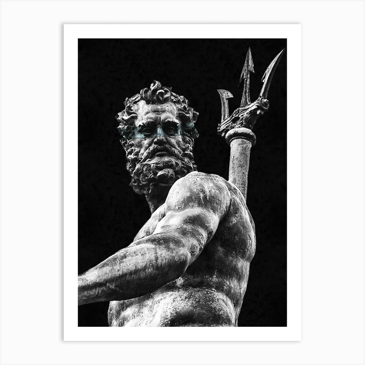 Poseidon Statue Canvas Art Poster Wall Picture Prints Living Room Painting Decor